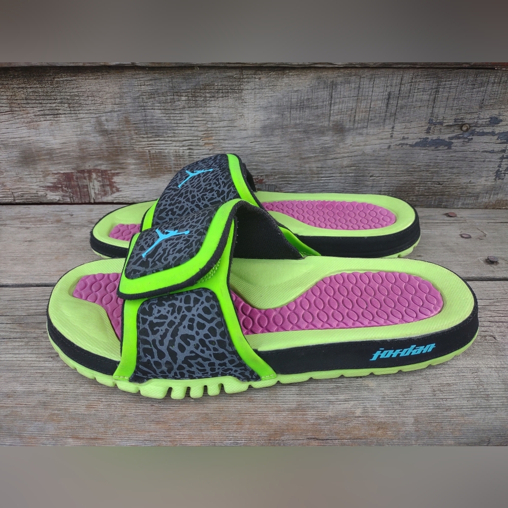 RARE Nike Air Jordan Hydro 2 Retro Slide Sandals Green, Black, Magenta Men's 9